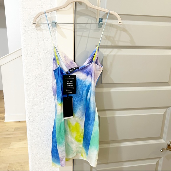 NWT Retrofete Rylynn Silk Mini Dress Watercolor Wave - Picture 5 of 8